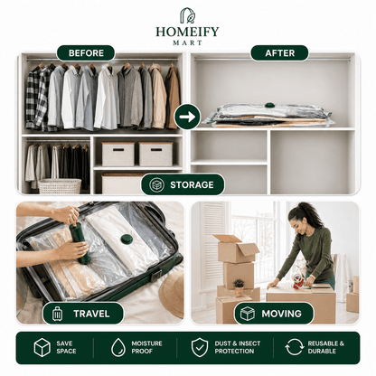 6 Pcs Vacuum Storage Bags Set - Homeify Mart