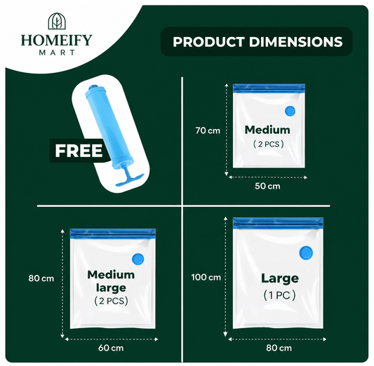 6 Pcs Vacuum Storage Bags Set - Homeify Mart