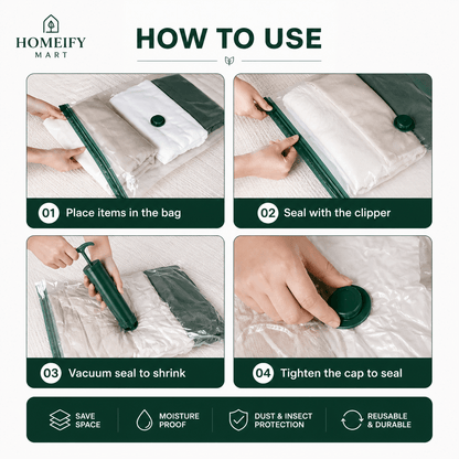 6 Pcs Vacuum Storage Bags Set - Homeify Mart
