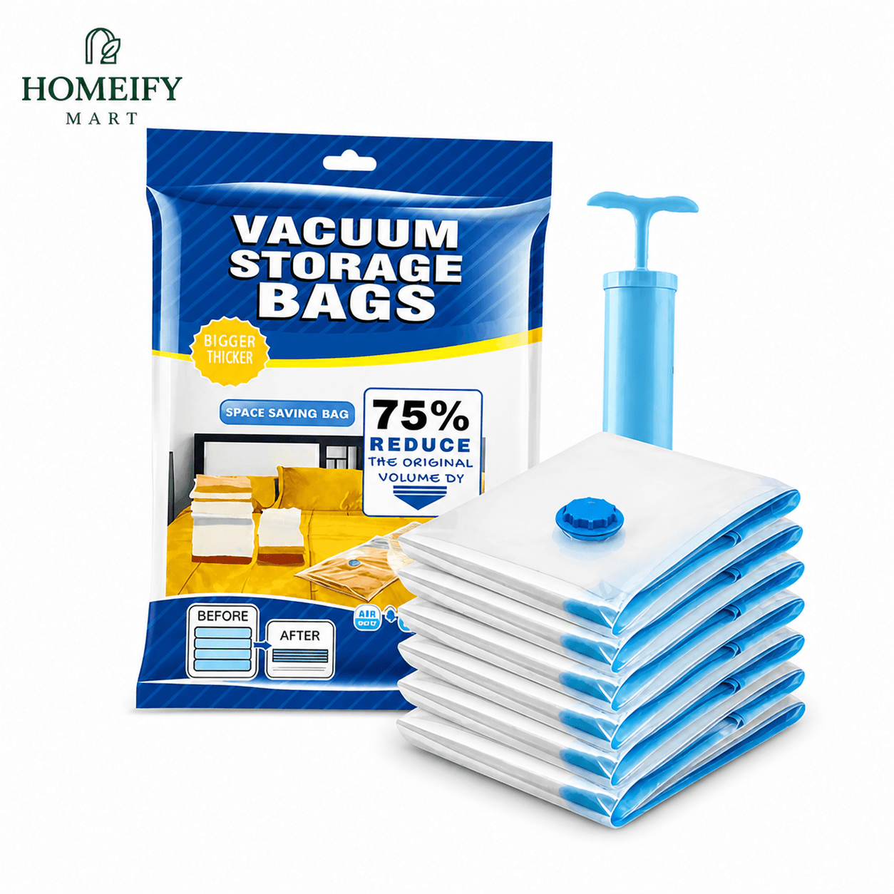 6 Pcs Vacuum Storage Bags Set - Homeify Mart