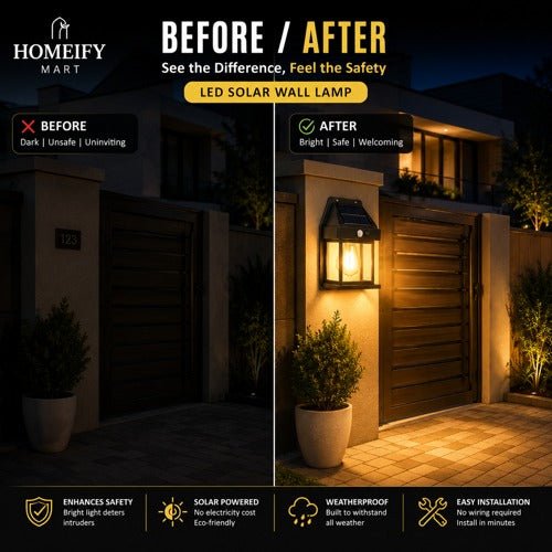 LED Solar Wall Lamp – Waterproof Outdoor Light - Homeify Mart