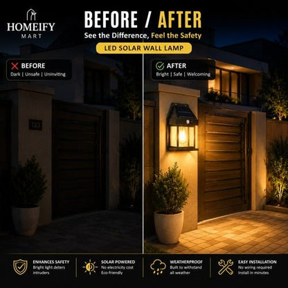 LED Solar Wall Lamp – Waterproof Outdoor Light - Homeify Mart