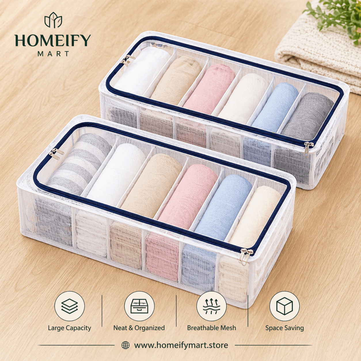 PVC Foldable Transparent Storage Box – Dustproof Clothes Organizer - Homeify Mart