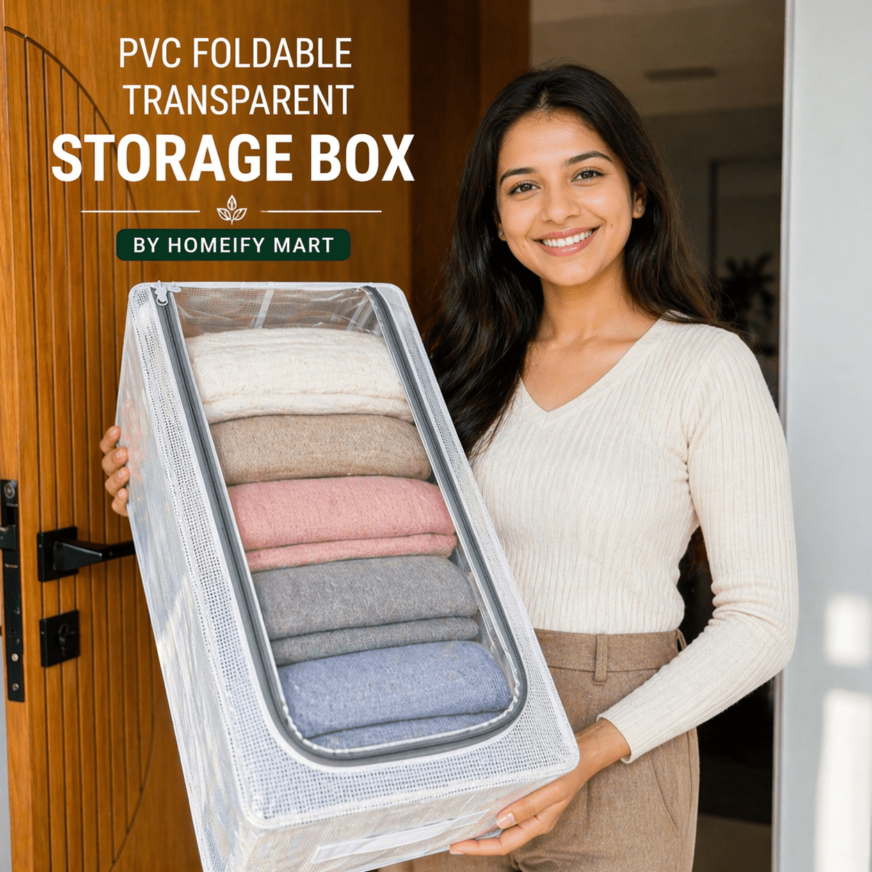 PVC Foldable Transparent Storage Box – Dustproof Clothes Organizer - Homeify Mart
